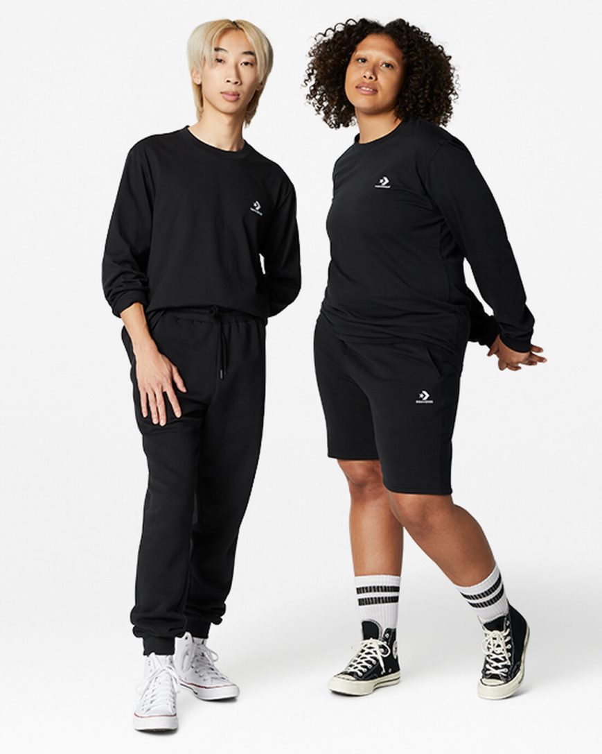 Women's Converse Go-To Embroidered Star Chevron Standard Fit T-Shirts Black | AU 830C1E